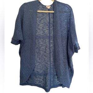 Mossimo Supply Co. Textured Blue Short Sleeve Cardigan Sweater XS